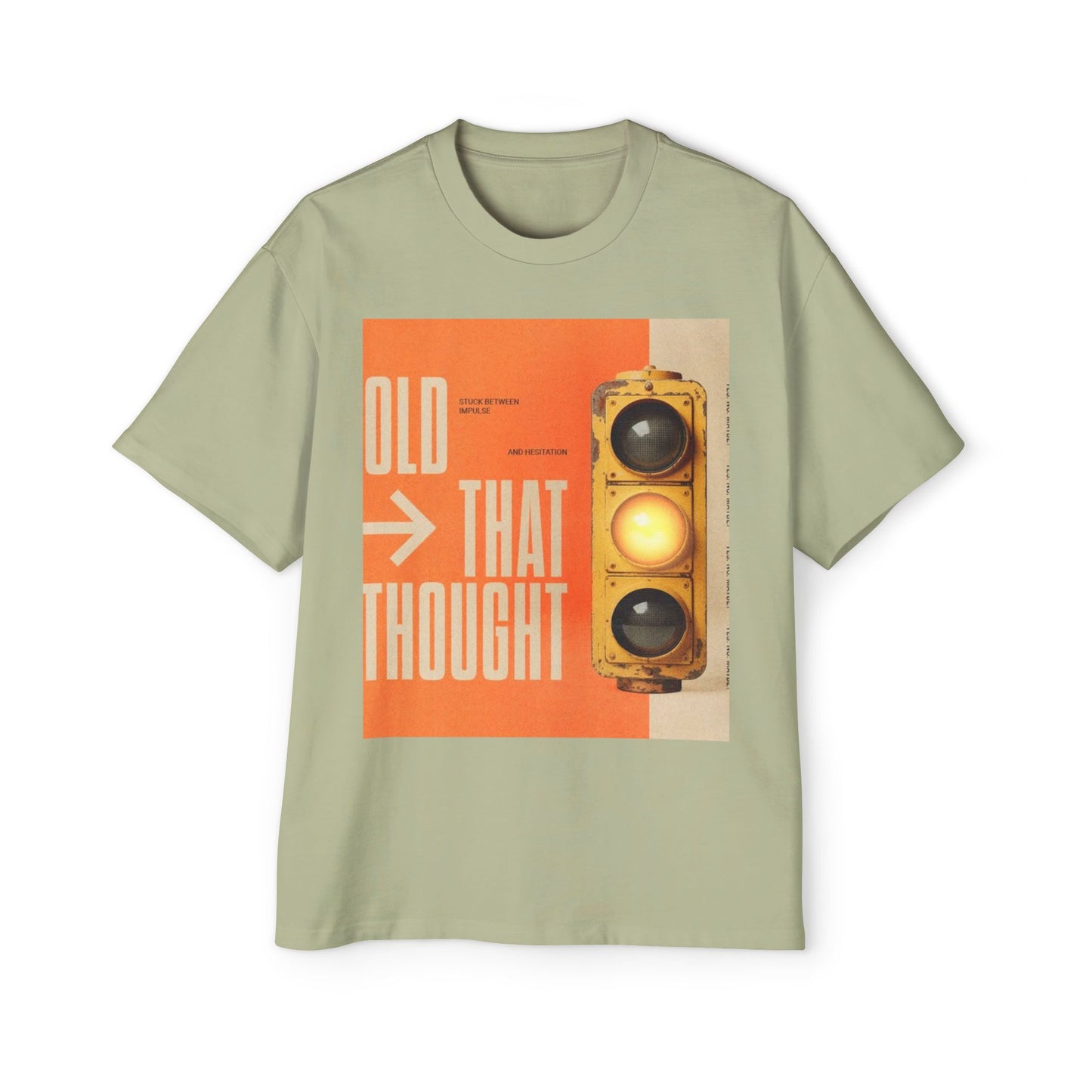 Oversized Tee — Retro Traffic Light 'Hold That Thought' Graphic