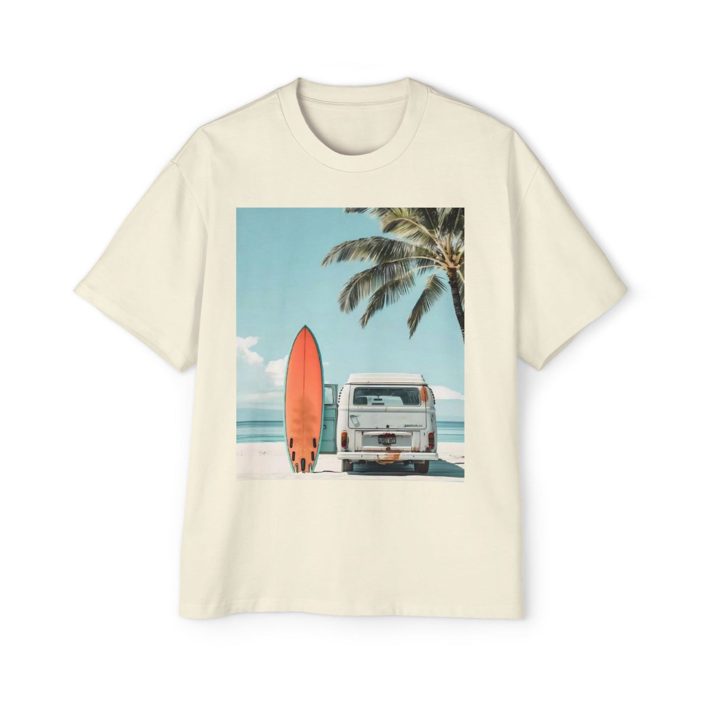 Surf Van Beach T-Shirt — Vintage Palm & Surfboard Graphic Tee