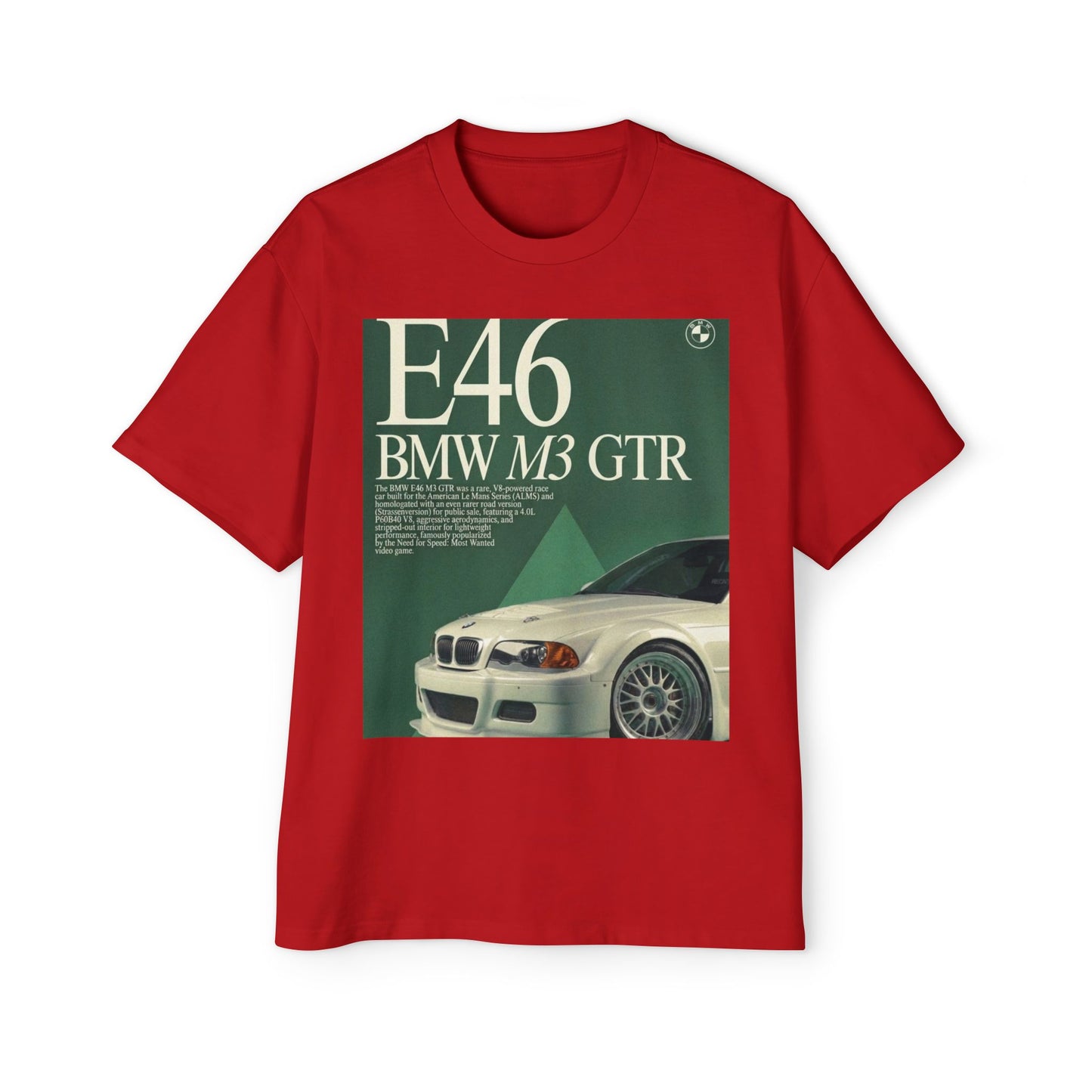 E46 BMW M3 GTR Tee — Vintage Racing Poster Graphic T-Shirt
