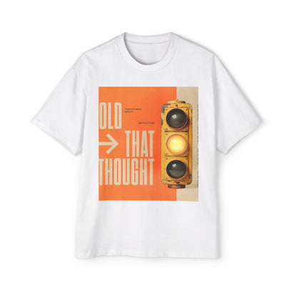 Oversized Tee — Retro Traffic Light 'Hold That Thought' Graphic