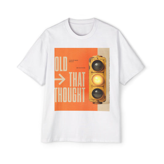 Oversized Tee — Retro Traffic Light 'Hold That Thought' Graphic