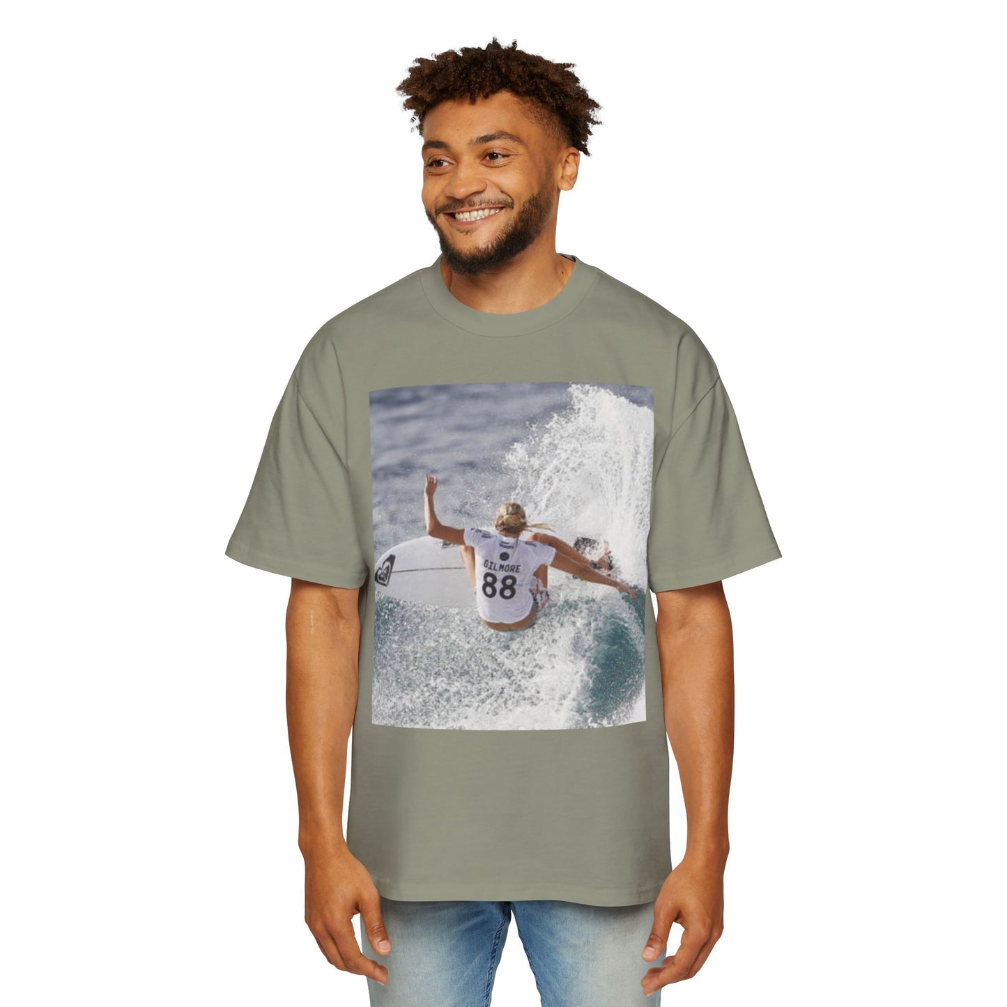 Surf Photo Oversized Tee — Wave Rider Graphic T-Shirt