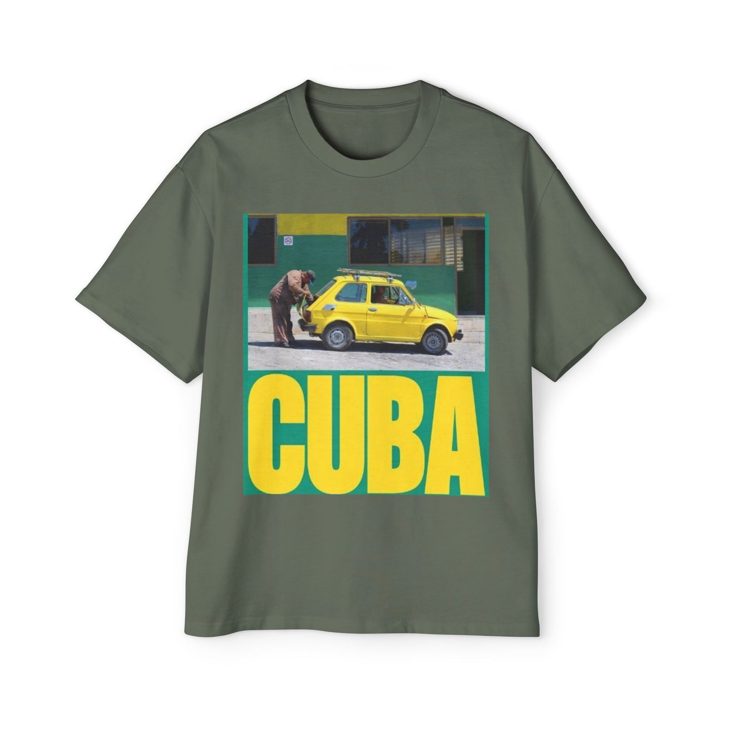 Cuba Vintage Photo Tee — Retro Yellow Car Graphic T-Shirt