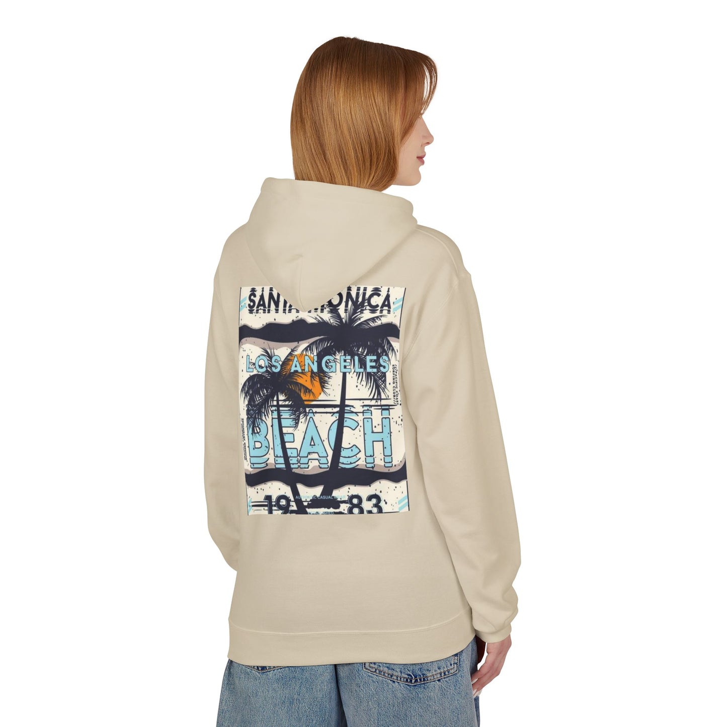 Santa Monica Beach Vintage Fleece Hoodie - Unisex, Cozy Casual Wear, Perfect for Beach Lovers, Summer Vibes, Travel Souvenir, Birthday Gift