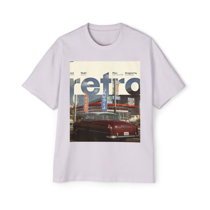 Retro Garage Tee — Vintage Car Photo Oversized T-Shirt