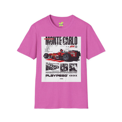 Monte Carlo Racing Graphic T-Shirt - Unisex Softstyle Tee for Car Enthusiasts