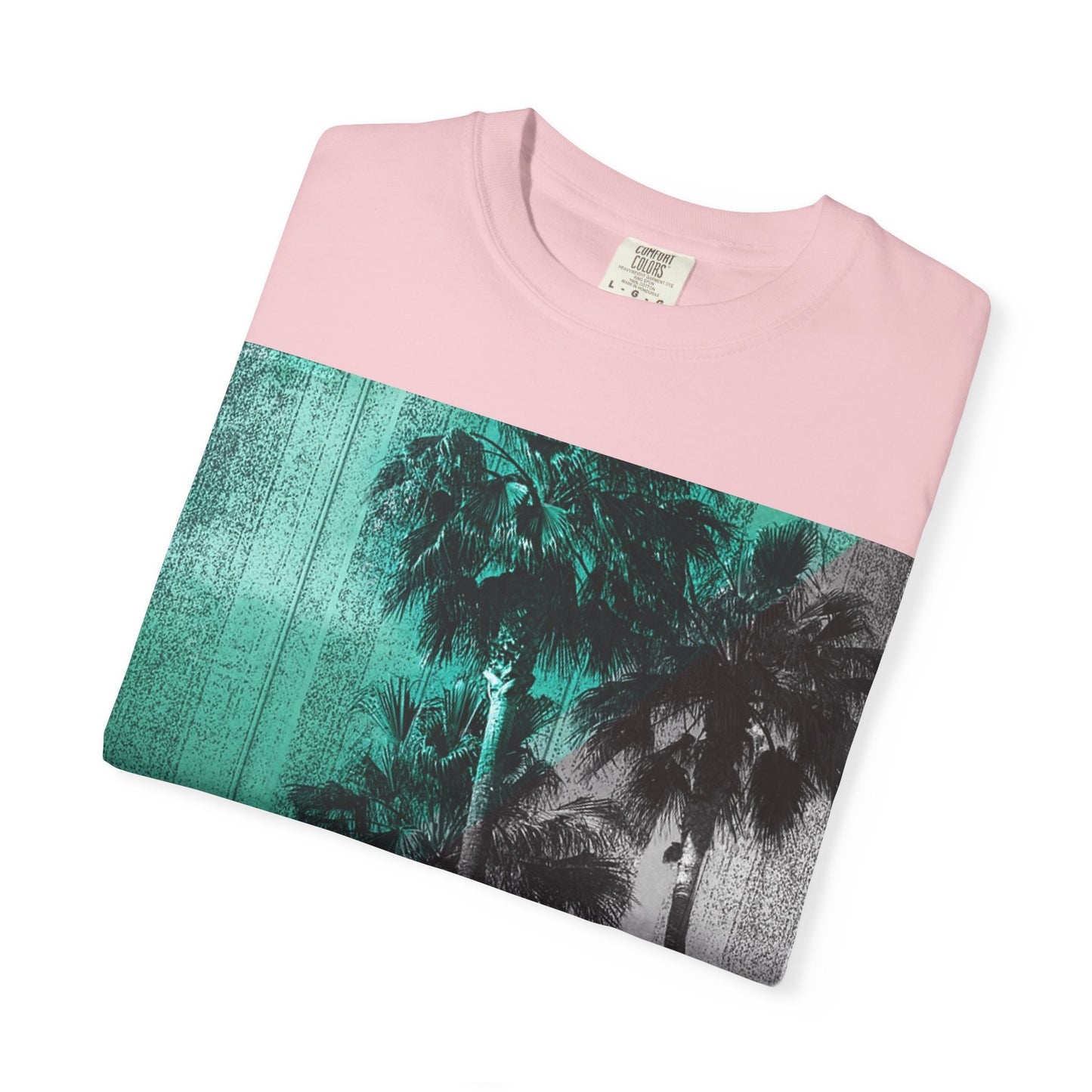 Palm Trees Photo Tee — Vintage Teal Sunset T-Shirt