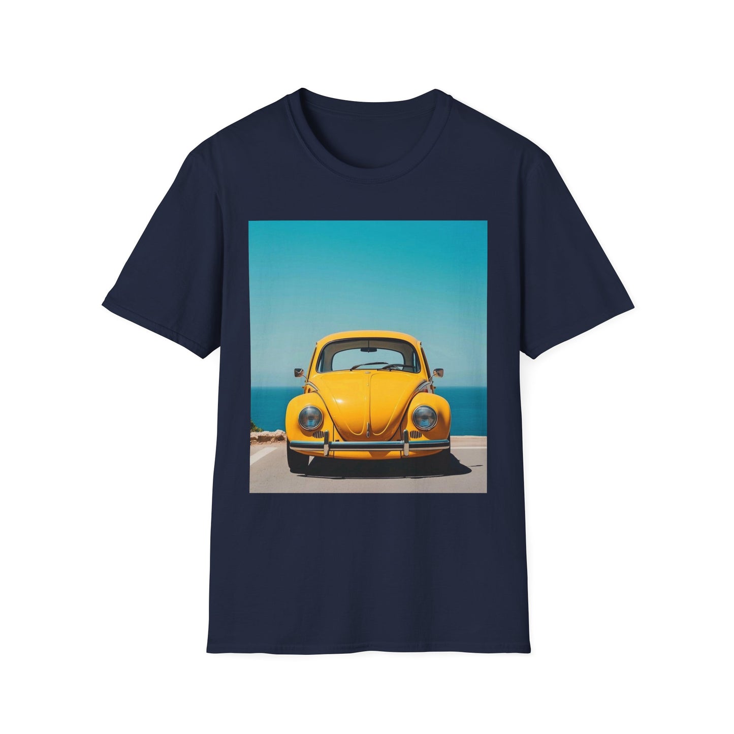 Vintage Yellow Car Unisex Softstyle T-Shirt | Retro Auto Tee for Car Enthusiasts