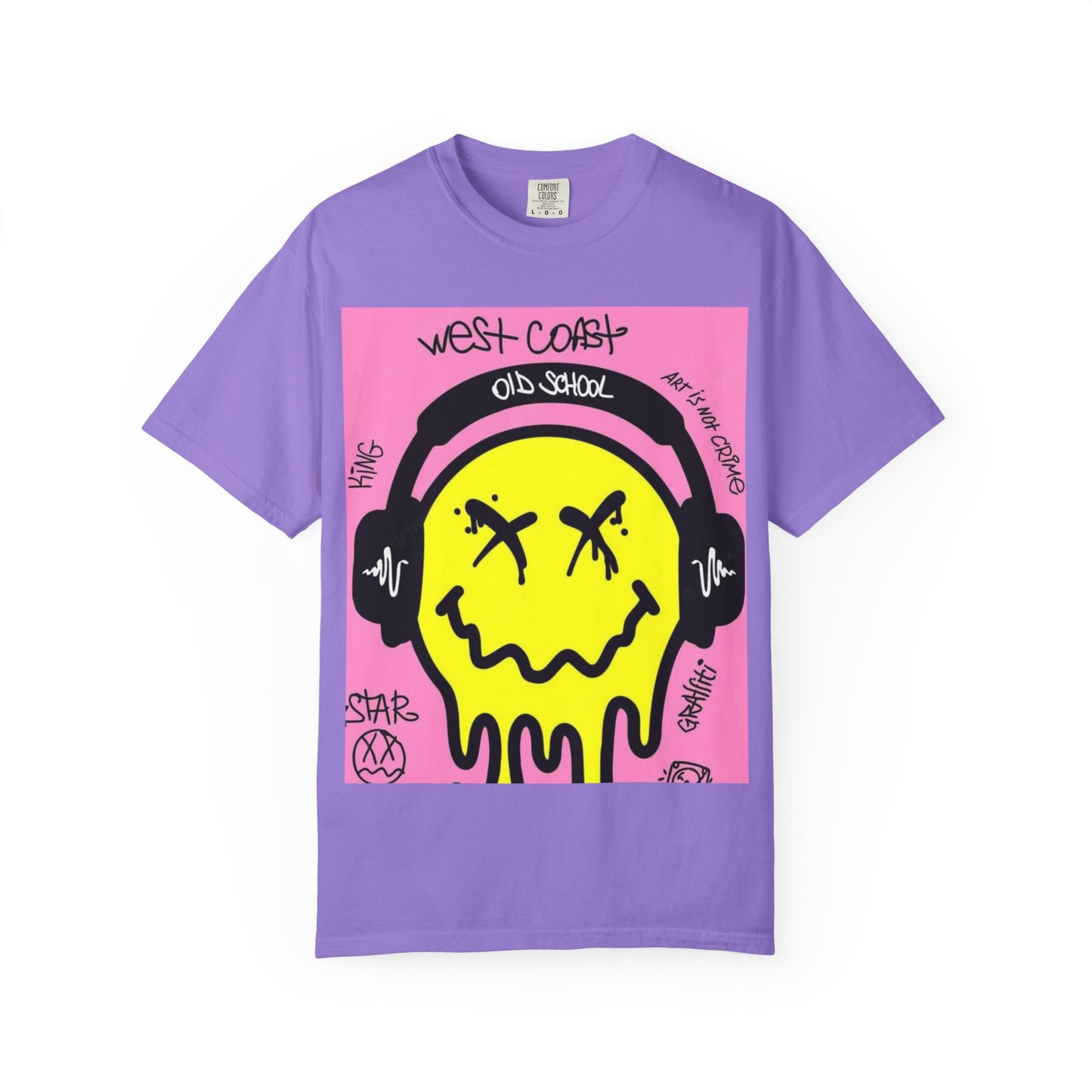 Retro Street Art T-Shirt - West Coast Vibe with Smiley Design