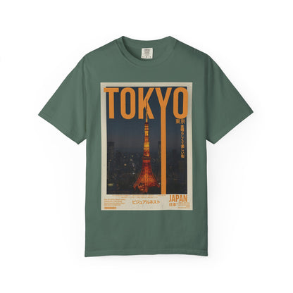 Tokyo Nightscape Graphic T-Shirt — Vintage Japan Tower Travel Poster Tee