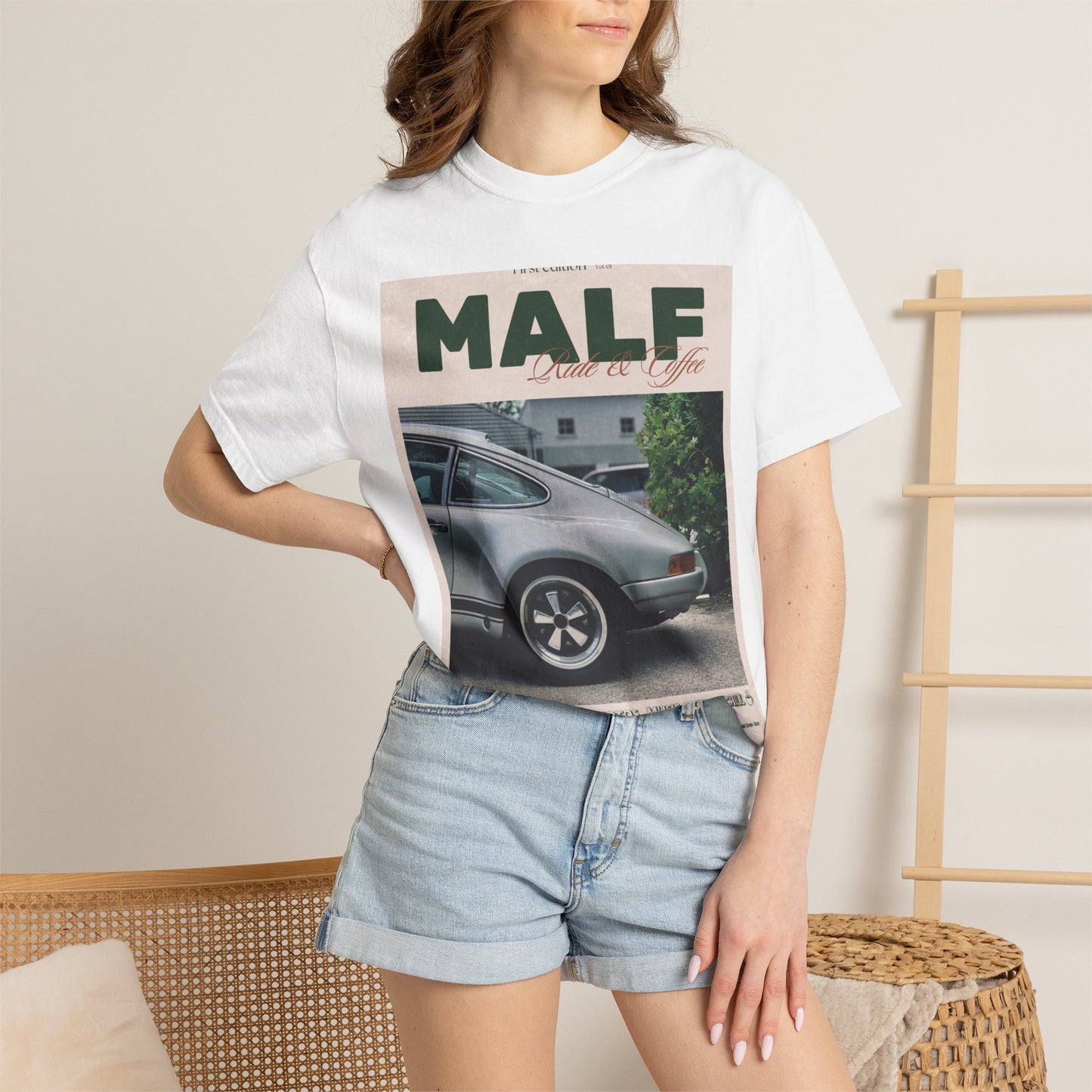 Vintage Porsche Photo Tee — "MALF Live to Ride" Graphic T-Shirt