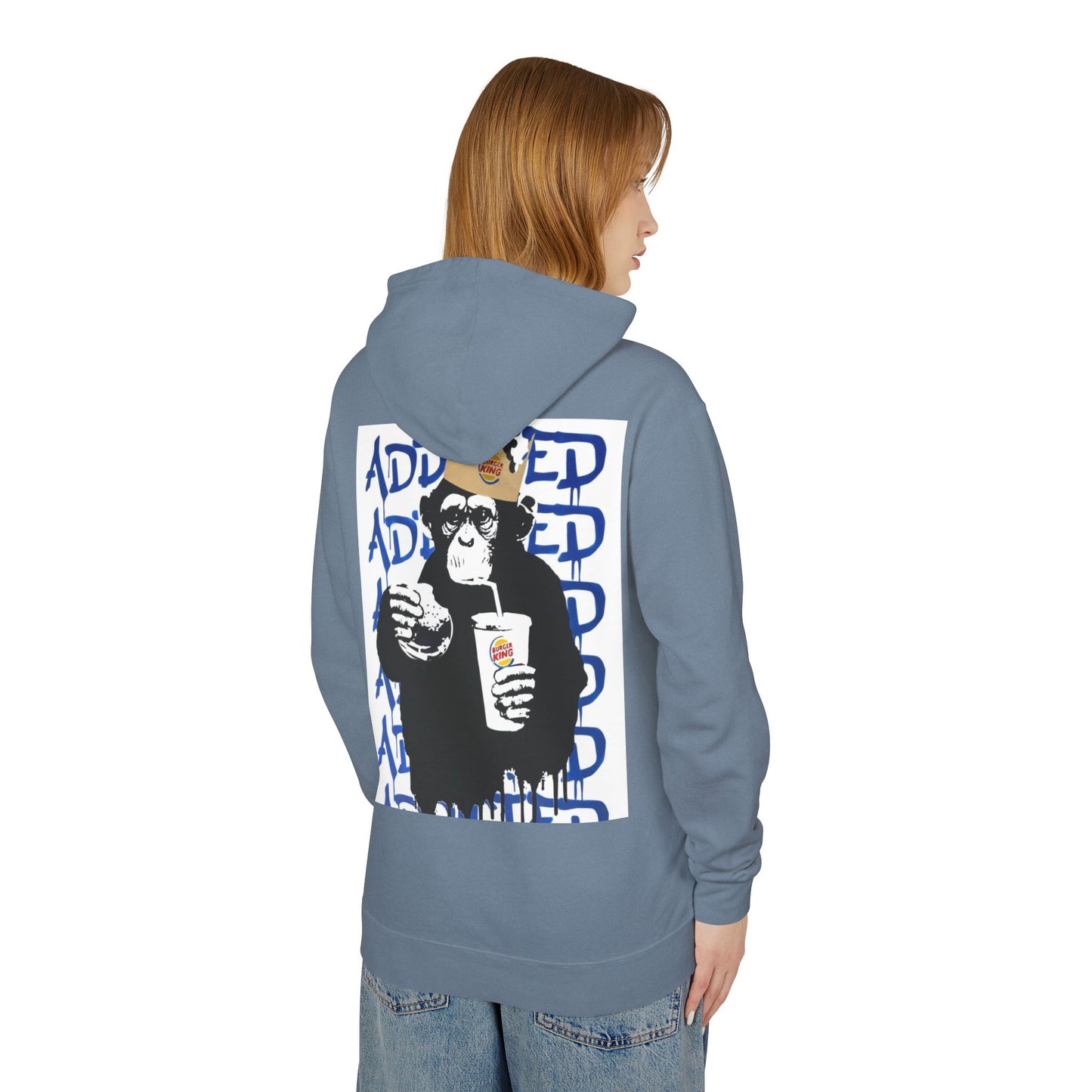 Unisex Lightweight Hooded Sweatshirt - Fun Monkey Design