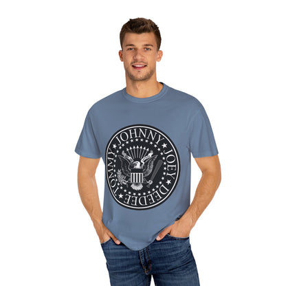 Vintage-Inspired Unisex Garment-Dyed T-Shirt with Rock Band Logo