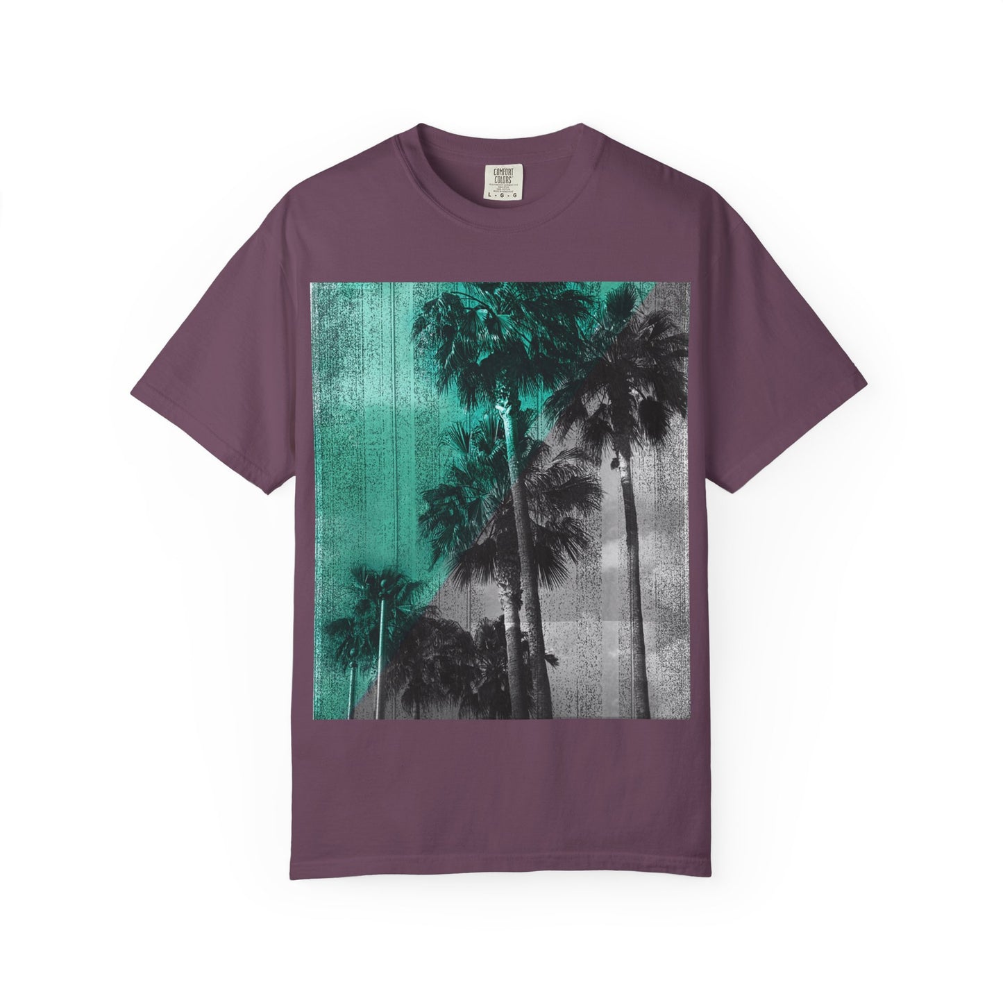 Palm Trees Photo Tee — Vintage Teal Sunset T-Shirt