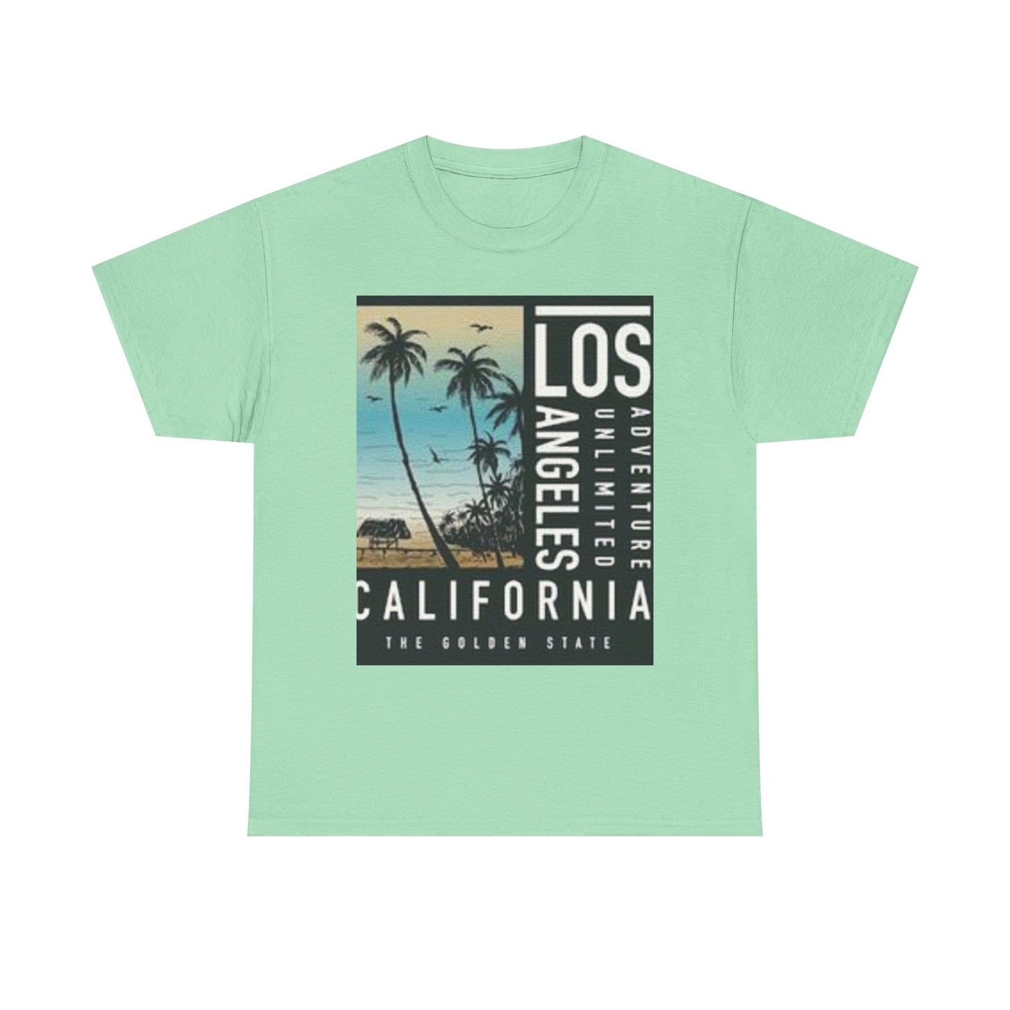 California Adventure Unisex Heavy Cotton Tee, Summer Style Shirt, Beach Vacation Top, Los Angeles Gift, Travel Apparel