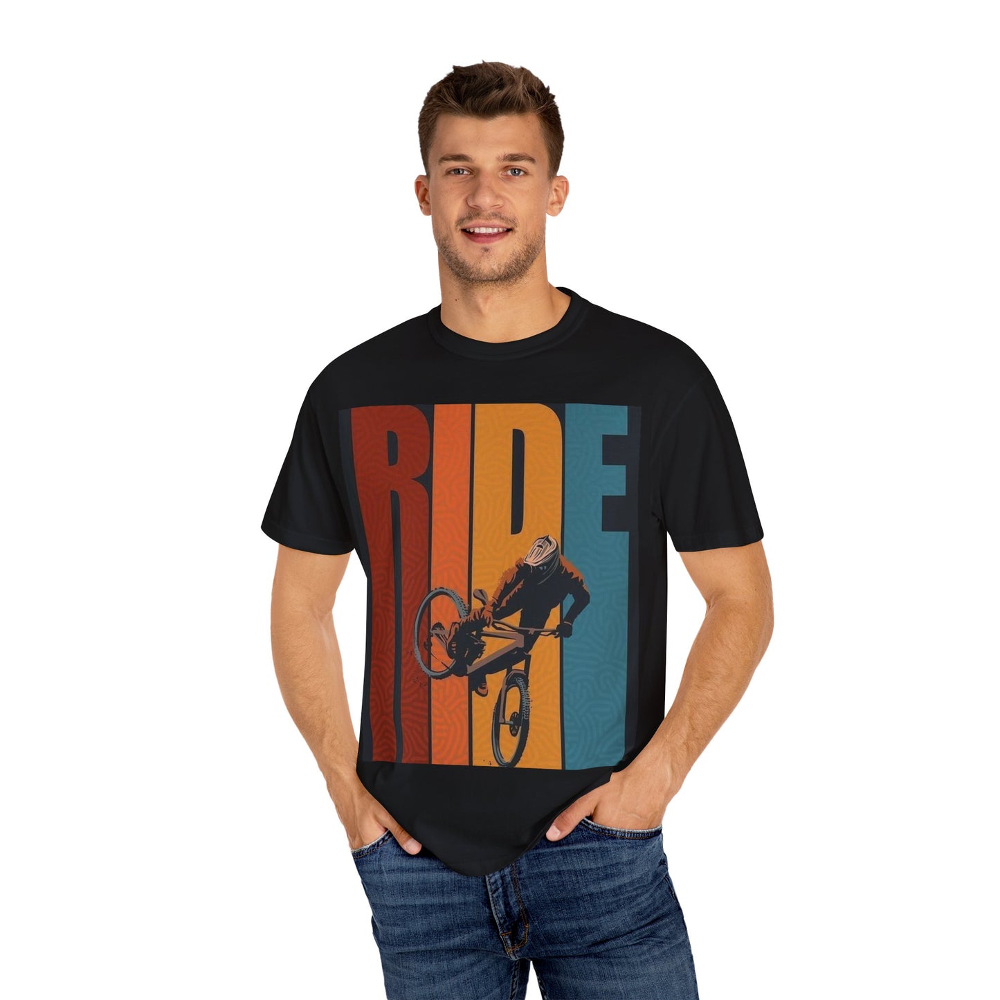 Ride Bike Unisex Garment-Dyed T-shirt | Mountain Biking Graphic Tee