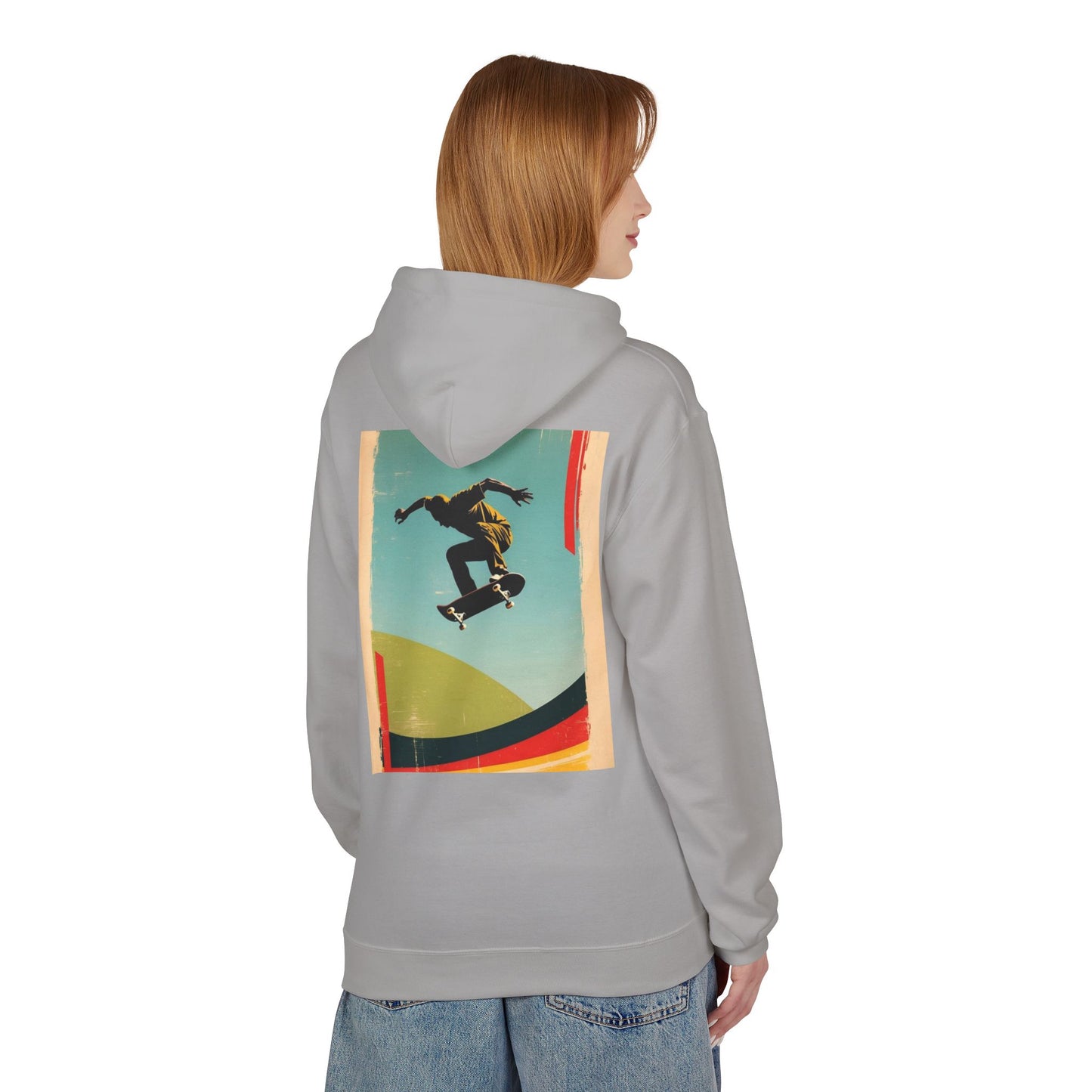 Retro Skateboarder Fleece Hoodie - Unisex Softstyle Pullover