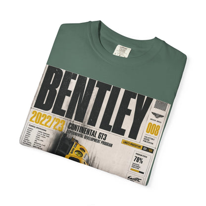 Bentley Continental GT Newspaper Graphic T‑Shirt — Vintage Racing Poster Tee