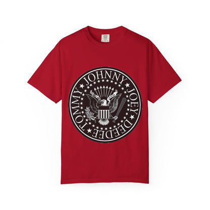 Vintage-Inspired Unisex Garment-Dyed T-Shirt with Rock Band Logo