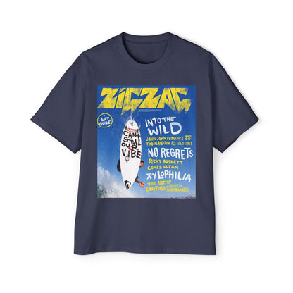 Surf Poster Graphic Tee — "Into the Wild / No Regrets" Oversized Men’s T‑Shirt