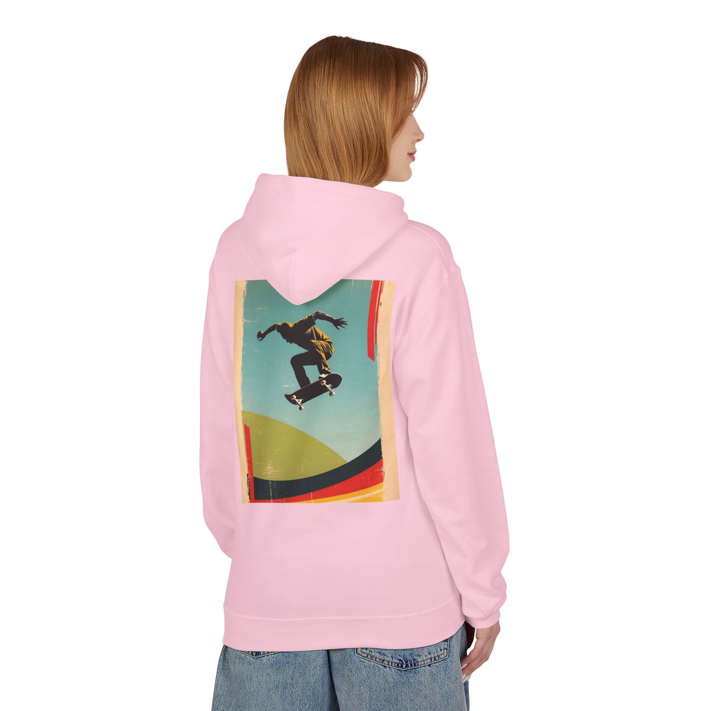 Retro Skateboarder Fleece Hoodie - Unisex Softstyle Pullover