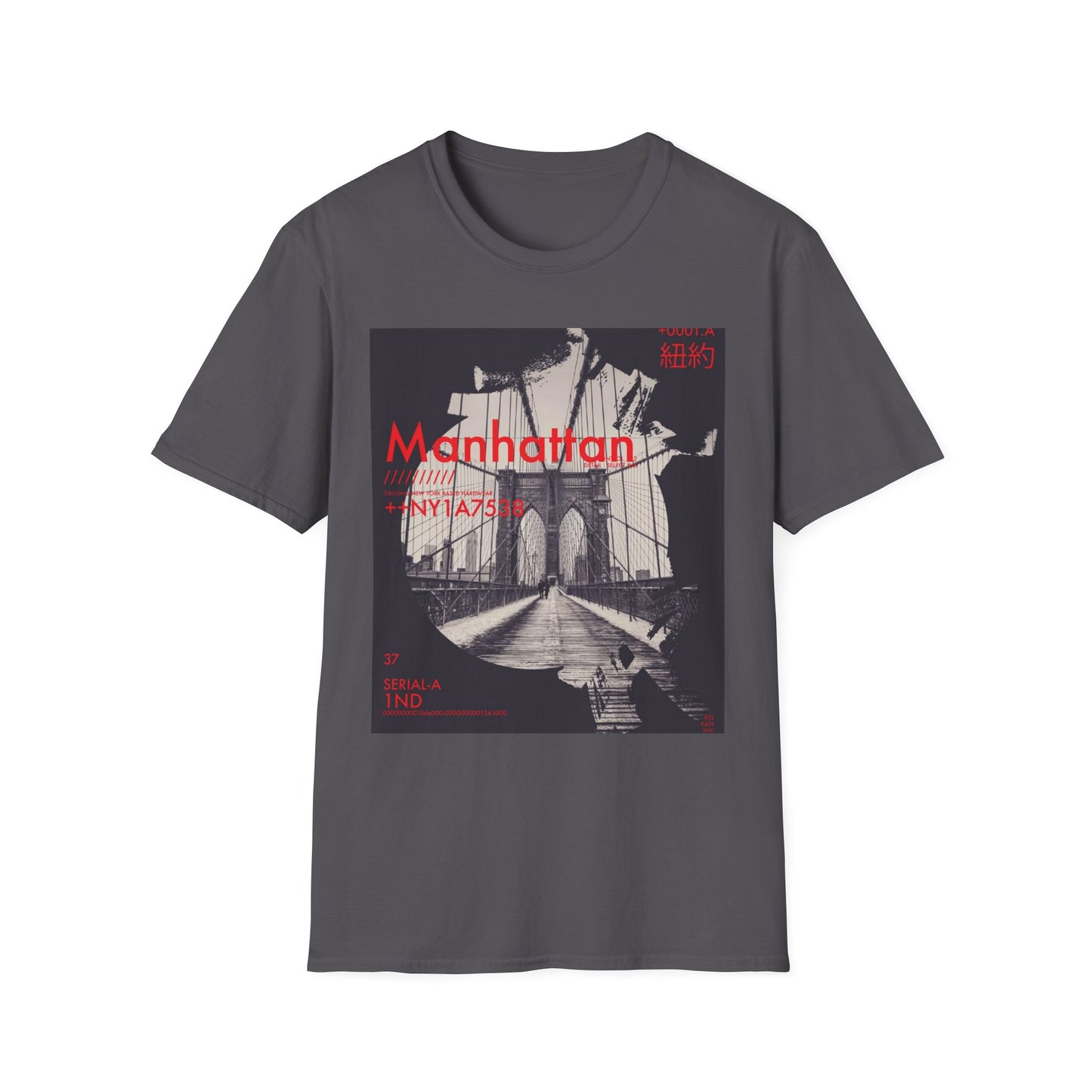 Manhattan Unisex Softstyle T-Shirt, NYC Art Tee, Graphic T-Shirt, Casual Wear, Gift for City Lovers, Travel Enthusiast