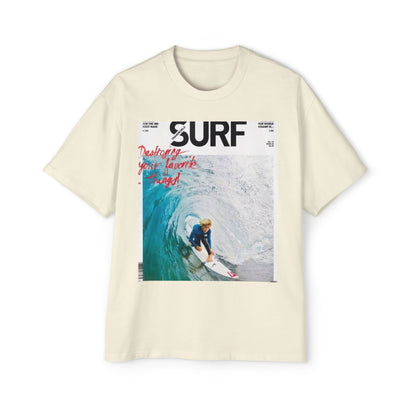 Surf Photo Graphic Tee — "Surf" Wave Rider Men's Oversized T-Shirt