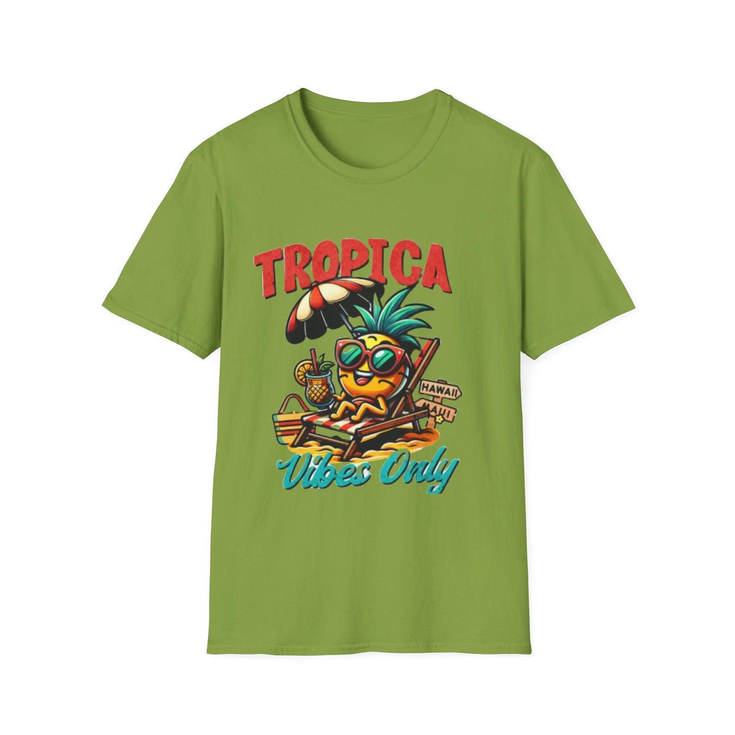 Tropical Vibes Unisex Softstyle T-Shirt - Fun Pineapple Design