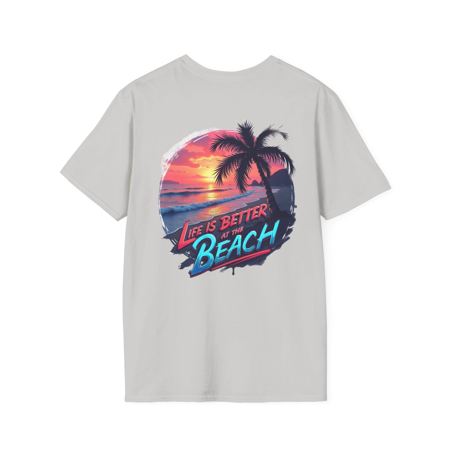 Unisex Softstyle Beach T-Shirt - "Life is Better at the Beach" Graphic Tee