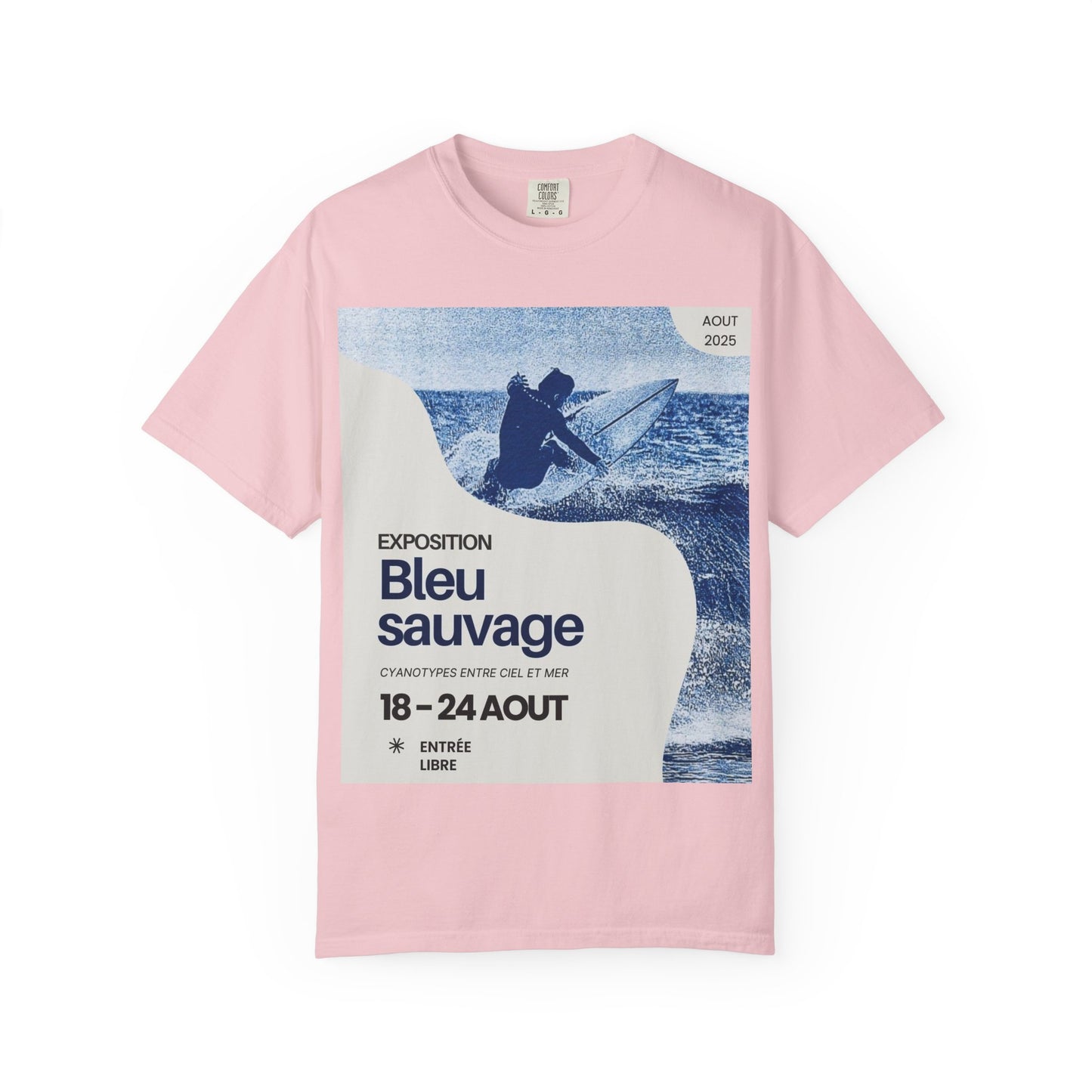 Bleu Sauvage Surf Poster T-Shirt — Vintage French Surfing Graphic Tee
