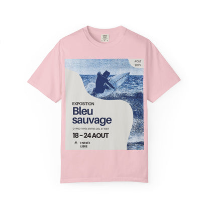 Bleu Sauvage Surf Poster T-Shirt — Vintage French Surfing Graphic Tee
