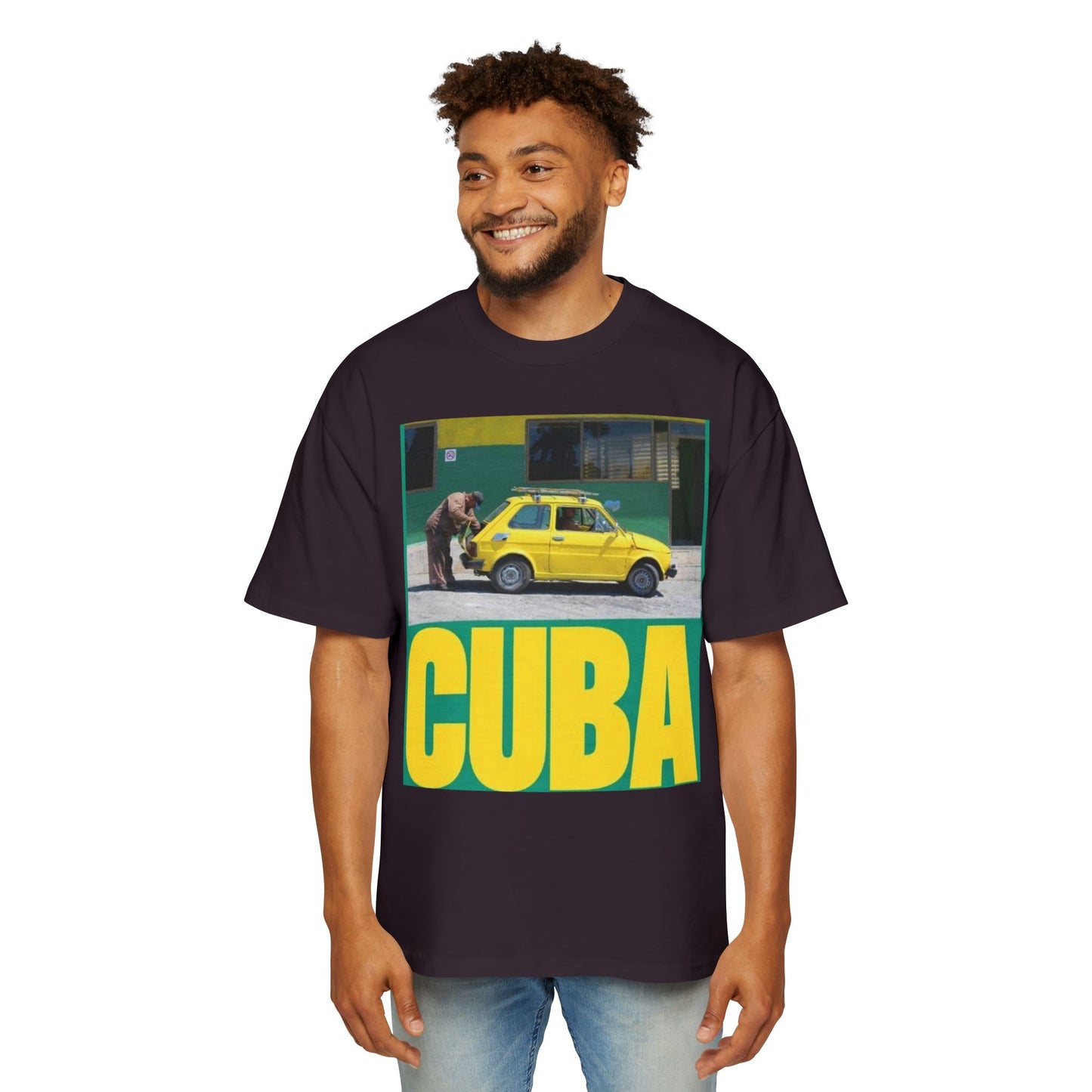 Cuba Vintage Photo Tee — Retro Yellow Car Graphic T-Shirt