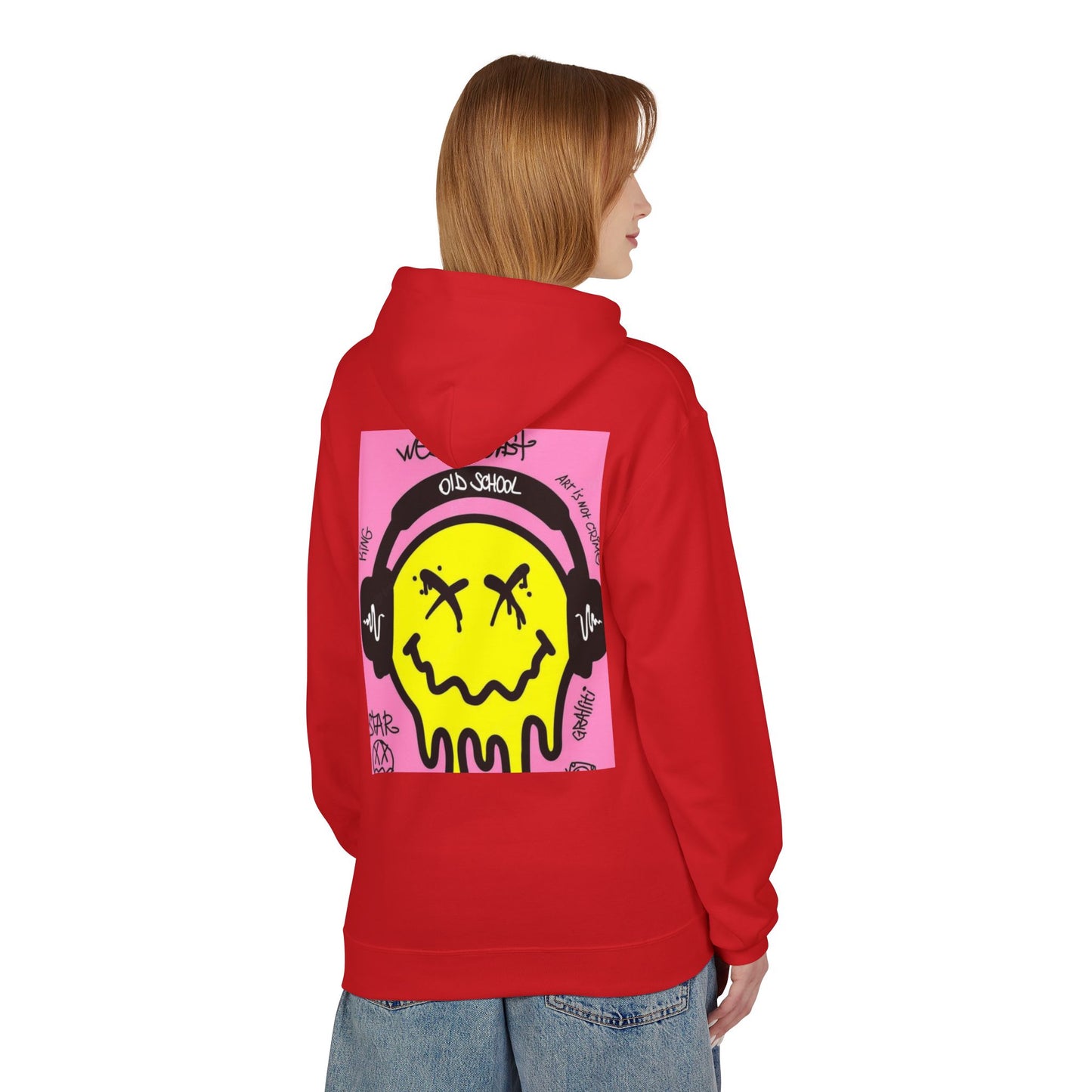 Retro Graffiti Hoodie – Unisex Midweight Fleece with Vibrant Yellow Design