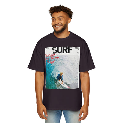 Surf Photo Graphic Tee — "Surf" Wave Rider Men's Oversized T-Shirt