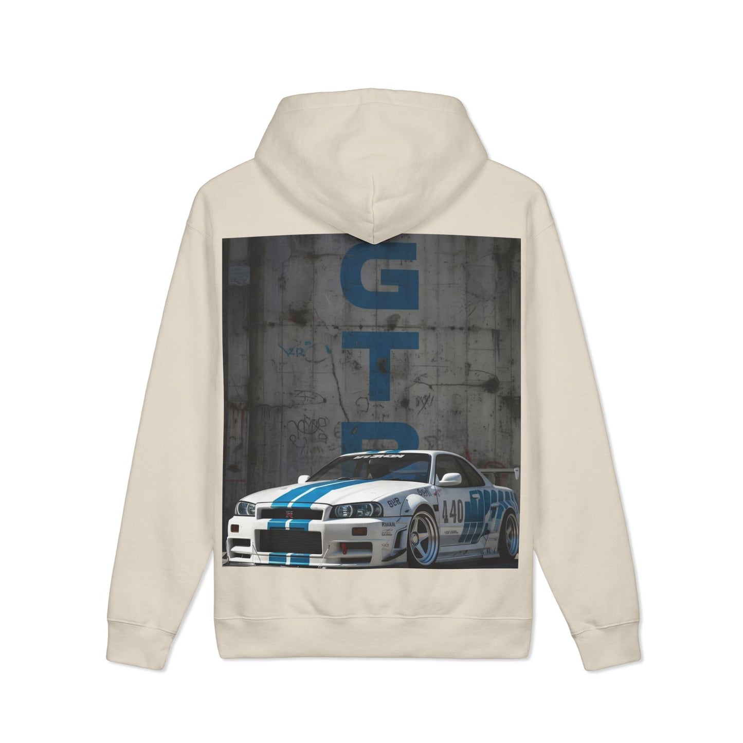 Racing GT-R Graphic Hoodie — Blue Stripe Drift Car Pullover