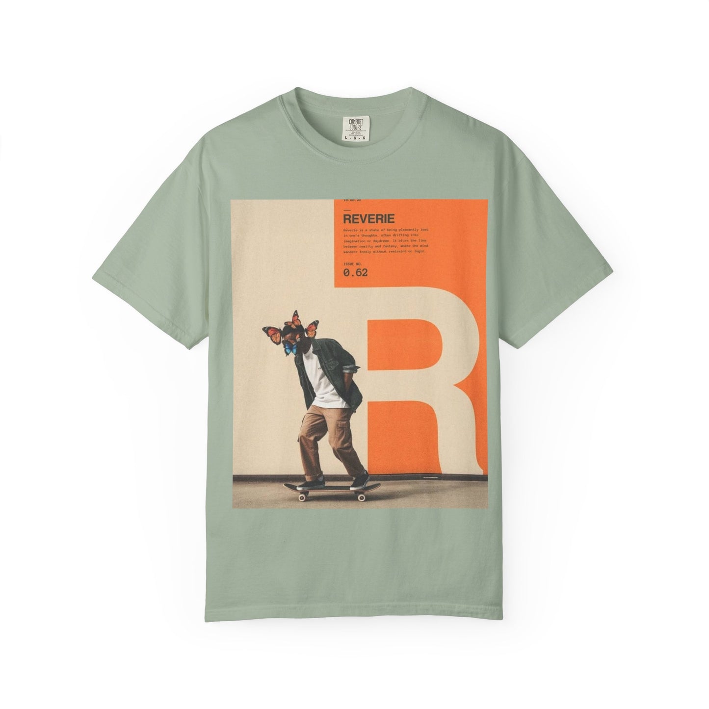 Reverie Skateboard Graphic T‑Shirt — Vintage R Letter Streetwear Tee