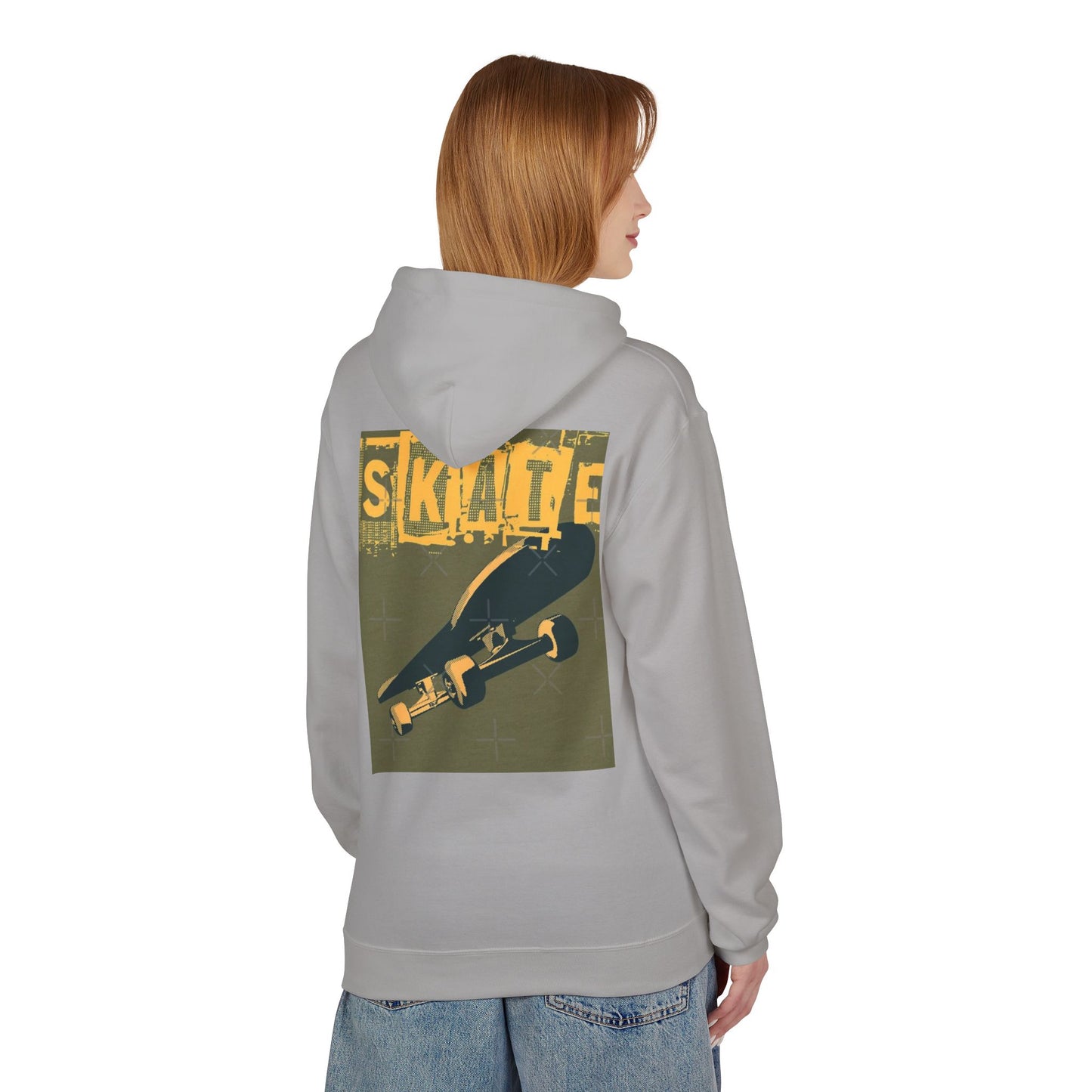 Skateboard Graphic Hoodie, Unisex Fleece Hoodie, Casual Streetwear, Gift for Skate Lovers, Cool Layer for Every Occasion