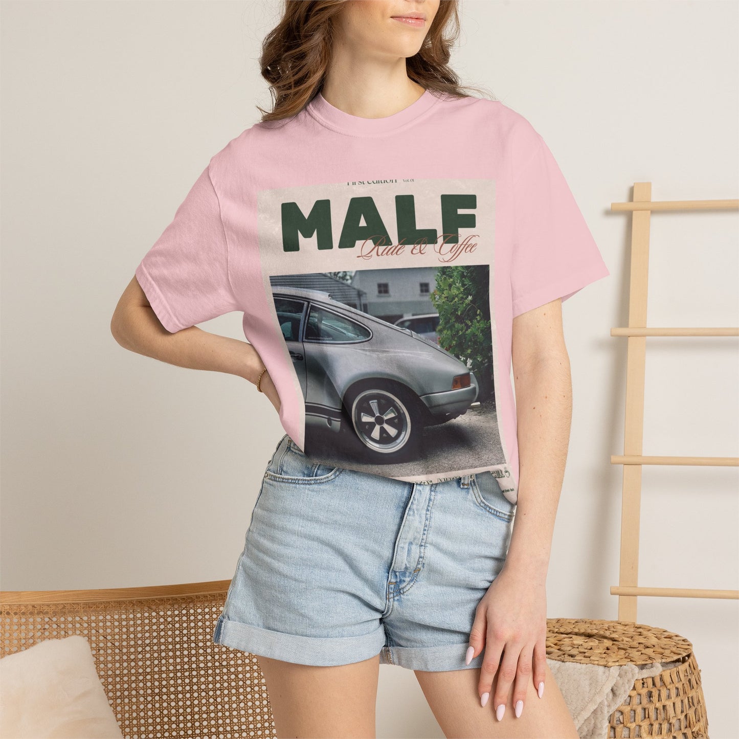 Vintage Porsche Photo Tee — "MALF Live to Ride" Graphic T-Shirt