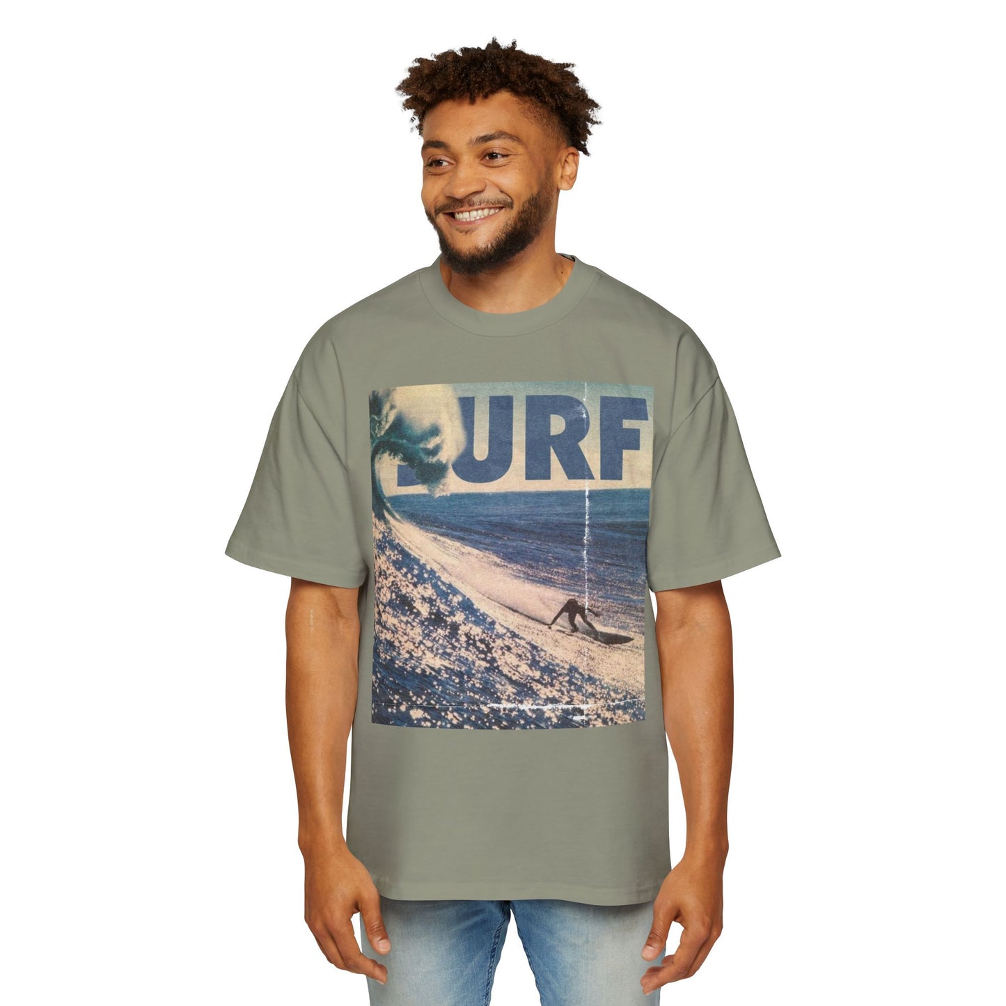 Surf Vintage Photo Tee — Men's Oversized Surf Graphic T-Shirt