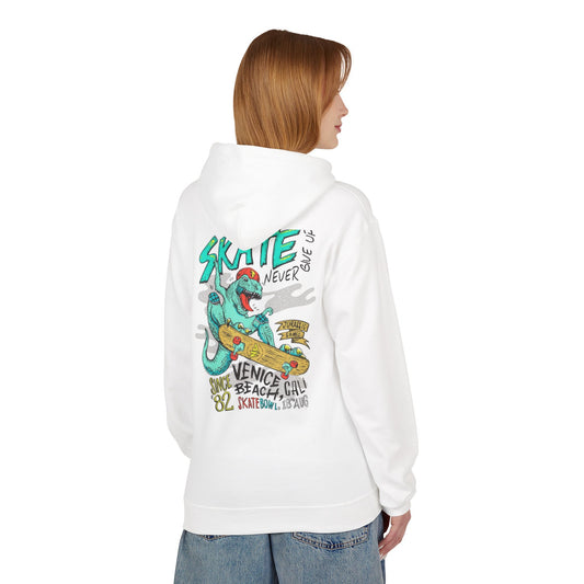 Skate Never Give Up Hoodie - Unisex Midweight Fleece with Retro Skater Design