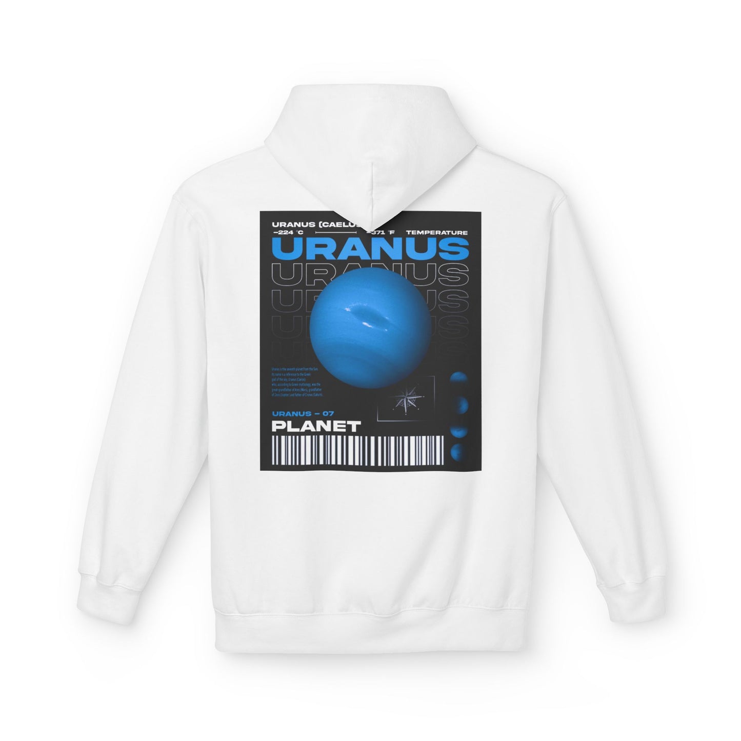 Unisex Fleece Hoodie - Retro Uranus Planet Design