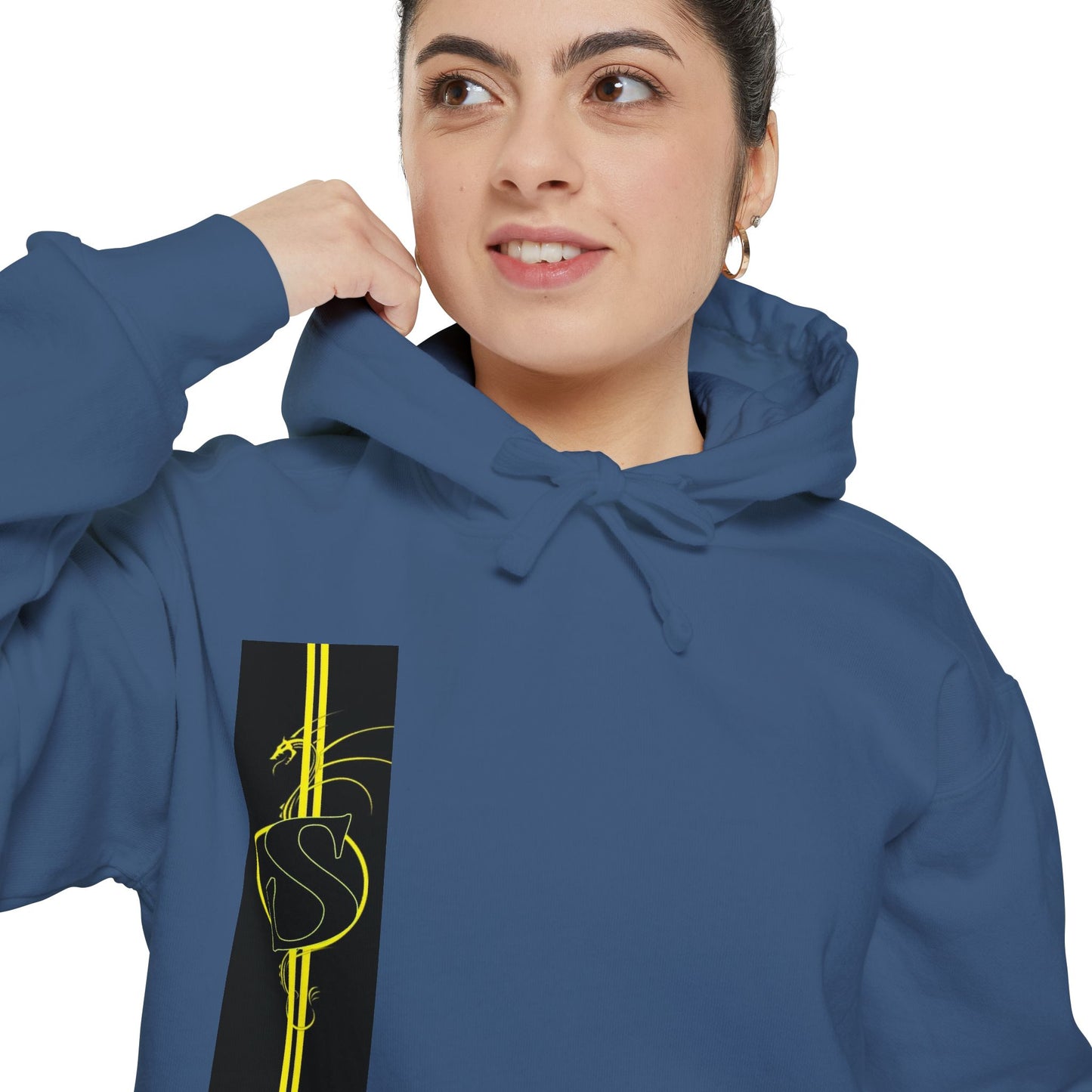 Volleyball Stripe Hoodie — Retro Yellow & Black Volleyball Design