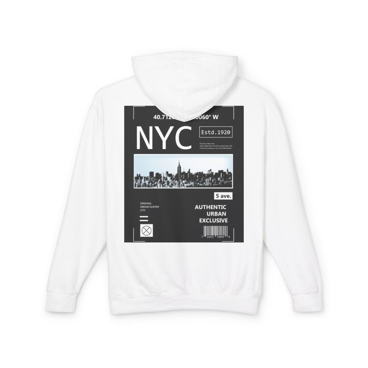 NYC Urban Graphic Lightweight Hoodie, Unisex Sweatshirt, Streetwear, Gift for Travelers, Casual Wear, Cool Weather Top