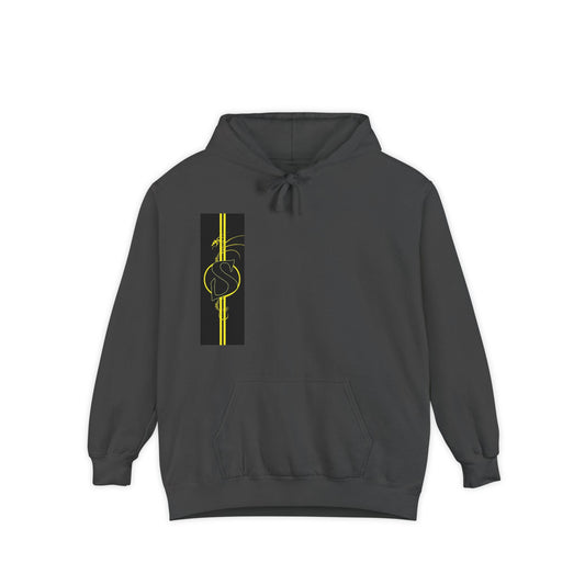 Volleyball Stripe Hoodie — Retro Yellow & Black Volleyball Design