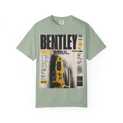 Bentley Continental GT Newspaper Graphic T‑Shirt — Vintage Racing Poster Tee