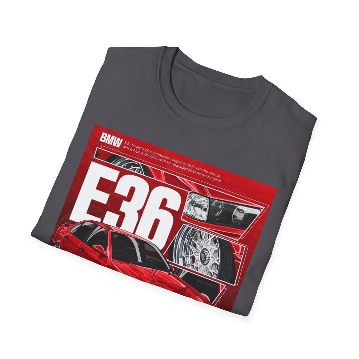 BMW E36 Graphic Unisex Softstyle T-Shirt, Car Enthusiast Tee, Vintage Auto Shirt, Gift for Him, Racing Apparel, Automotive Fashion