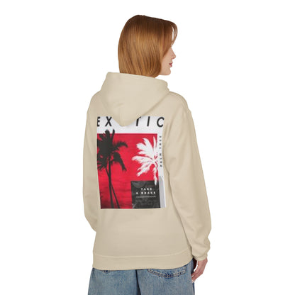 Exotic Vibe Unisex Fleece Hoodie - Cozy Beach Style, Perfect for Travel, Summer Events, Casual Outings, Gifts for Adventurers