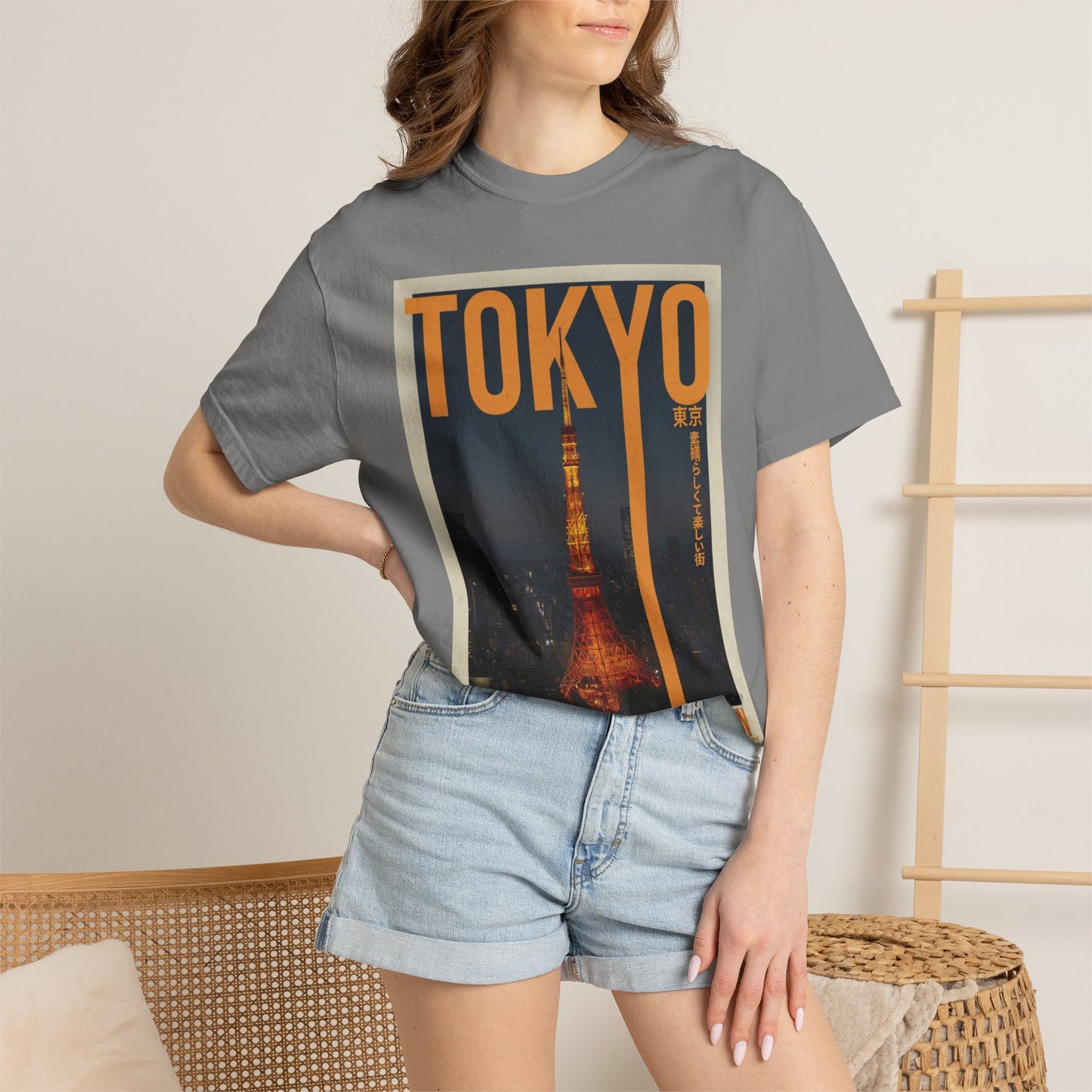 Tokyo Nightscape Graphic T-Shirt — Vintage Japan Tower Travel Poster Tee