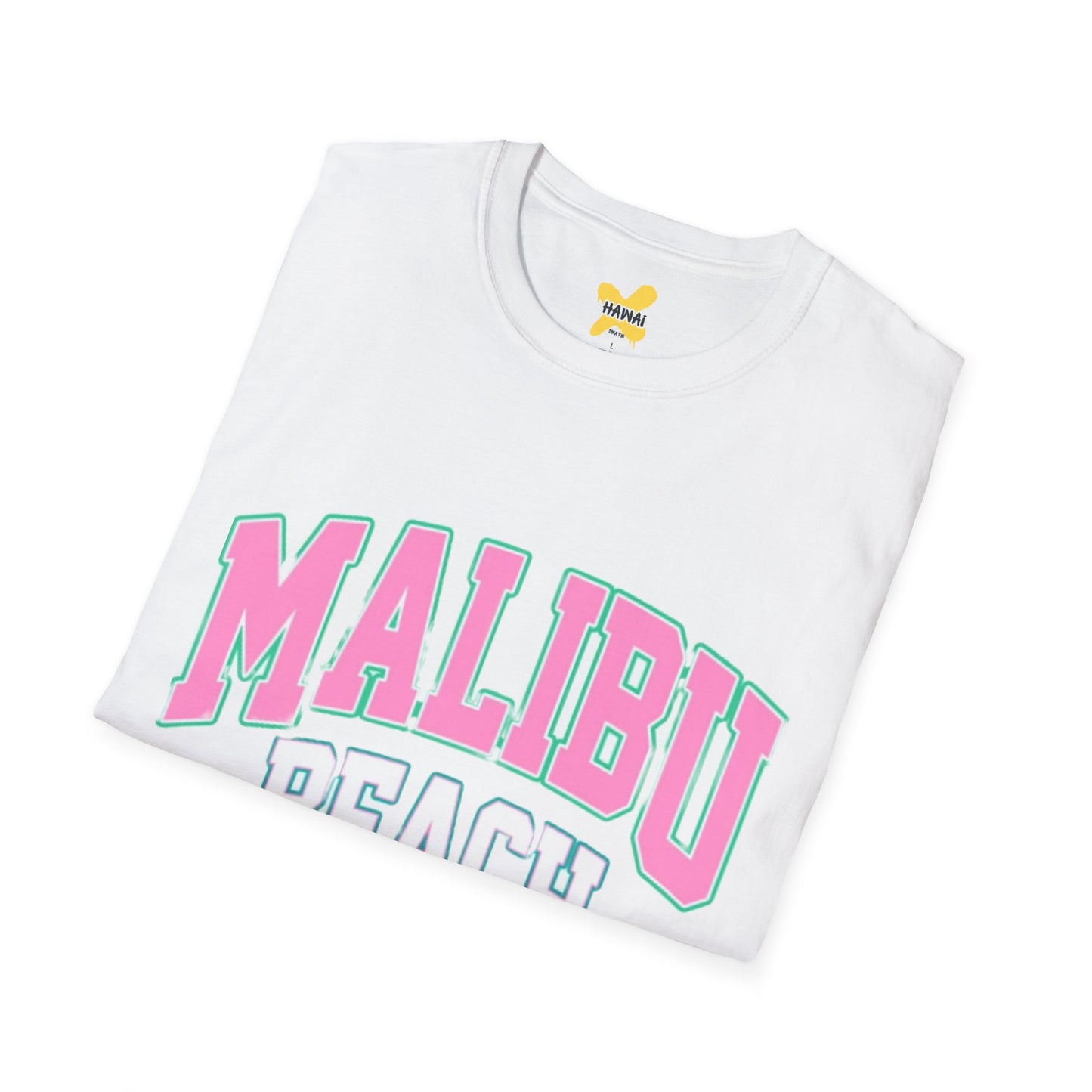 Malibu Beach Graphic T-Shirt - Unisex Softstyle Tee for Summer Vibes