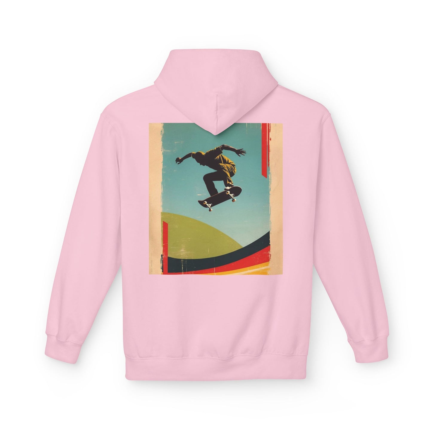 Retro Skateboarder Fleece Hoodie - Unisex Softstyle Pullover